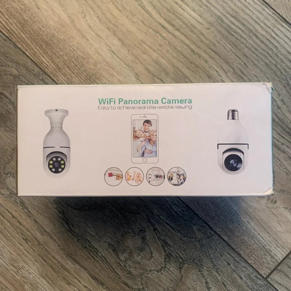NWT GLORYSUNSHINE WIFI PANORAMA HD SMART LIGHT BULB CAMERA-355°Pan 90°TILT